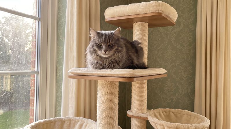 Cat on cat tree — Go Pet Club